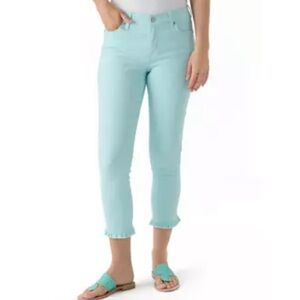 Crown and Ivy Women's Ruffle Back Cropped Colored Jeans Sz 14